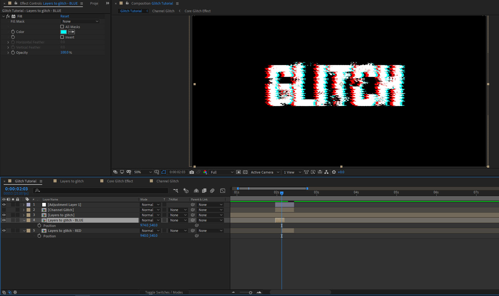How to glitch effect after effects