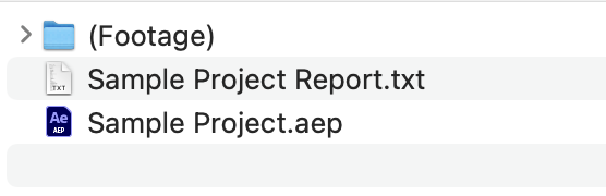 The folder structure of a collected After Effects project