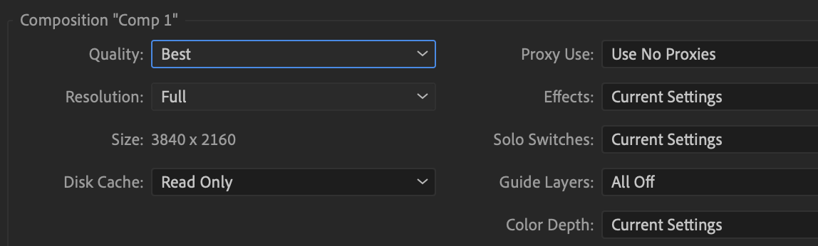 render settings config in after effects