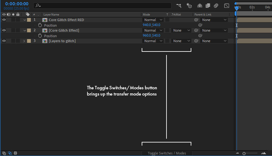 display transfer mode after effects