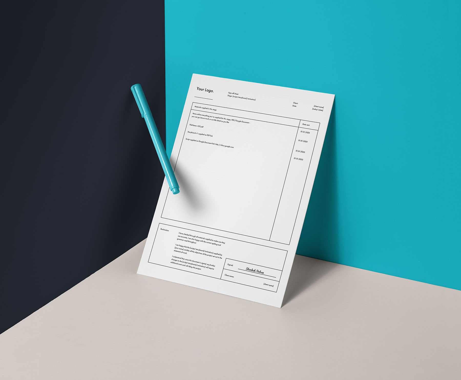 Sign-off sheet Illustrator Template