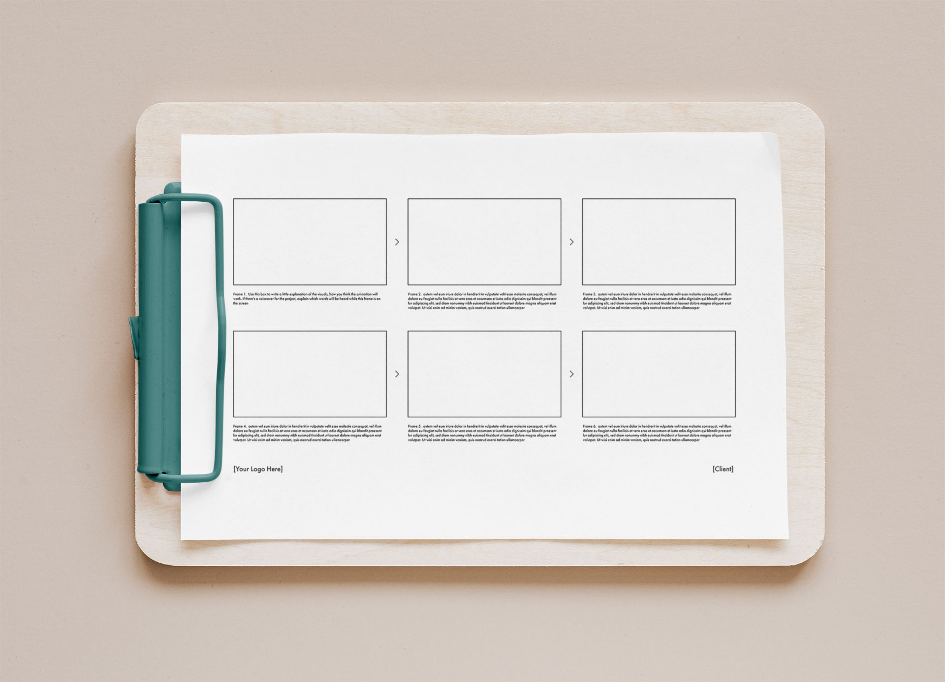 mockup of the storyboard template