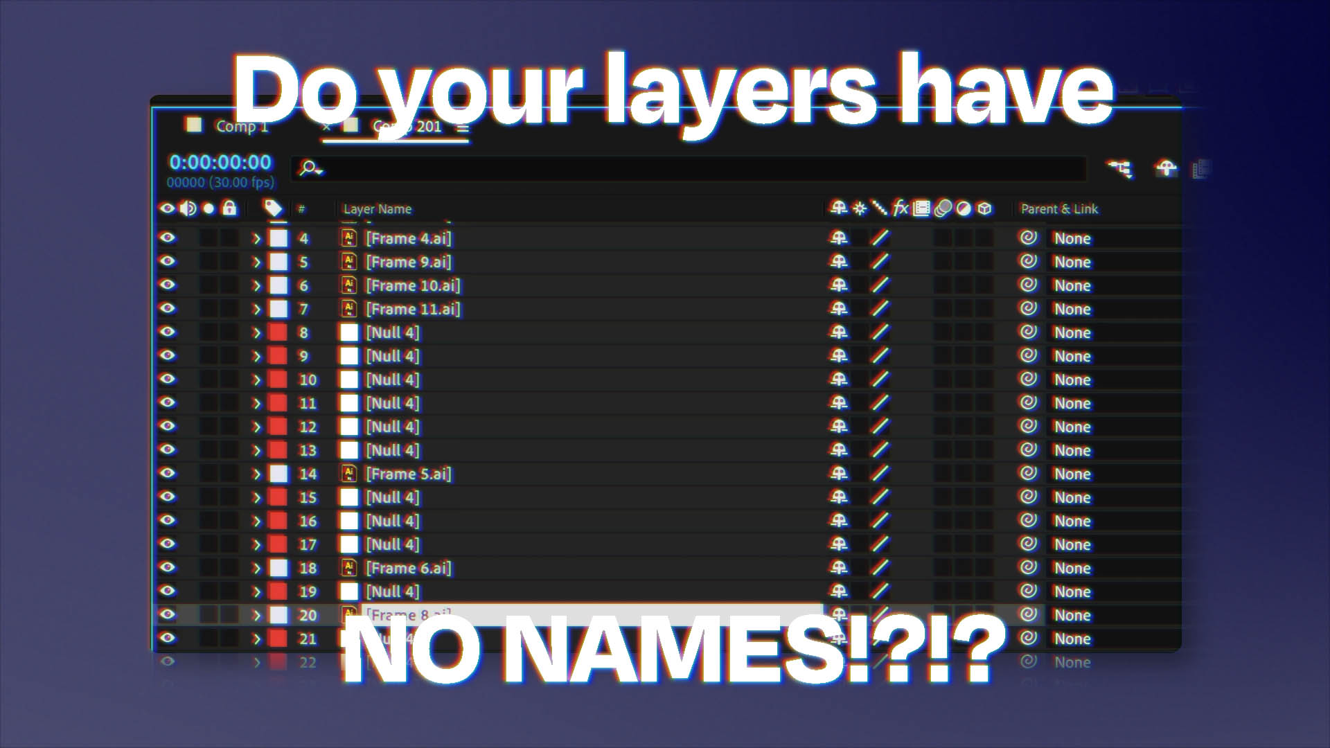 name your layers in after effects